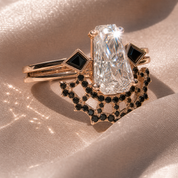 LOVE SPELL- Coffin Cut Diamond Option Spider Web Gothic Wedding Ring Set-Black Diamonds New York