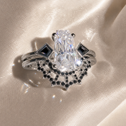 LOVE SPELL- Coffin Cut Diamond Option Spider Web Gothic Wedding Ring Set-Black Diamonds New York