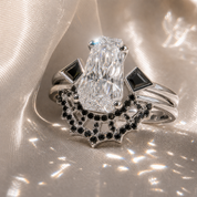LOVE SPELL- Coffin Cut Diamond Option Spider Web Gothic Wedding Ring Set-Black Diamonds New York