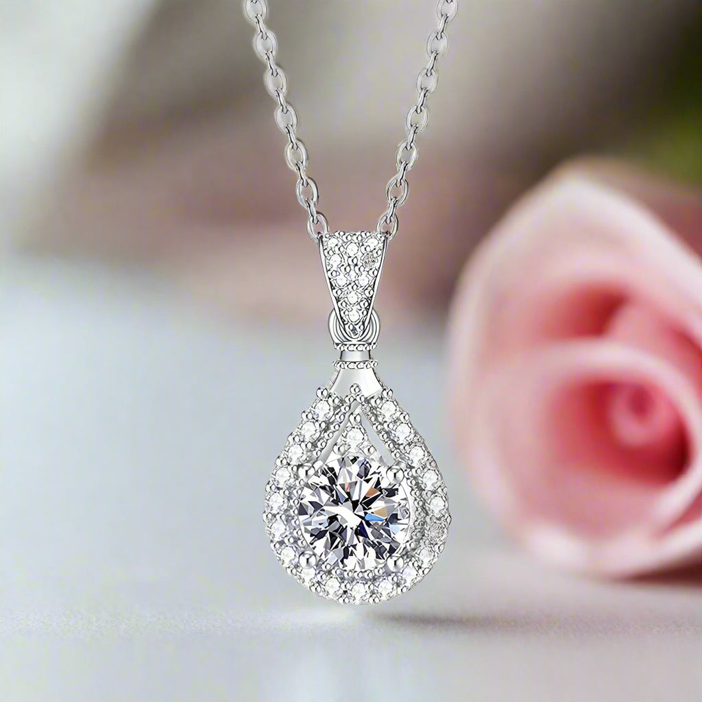 0.5/1ct Diamond Water Drop Pendant Necklace-Black Diamonds New York