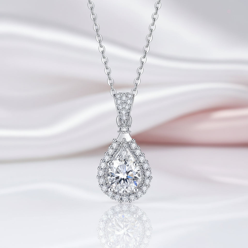 1ct Diamond Option Water Drop Pendant Necklace-Black Diamonds New York