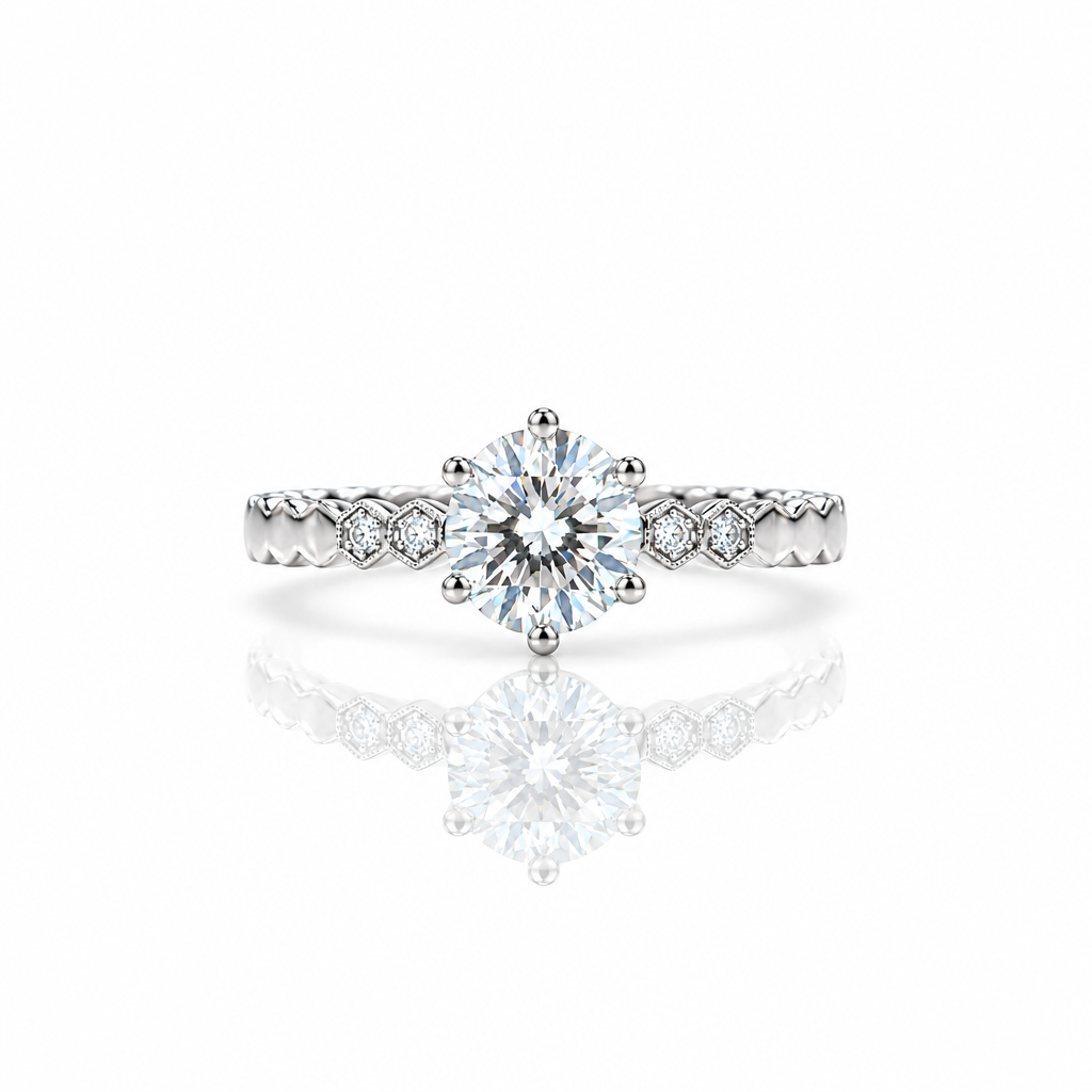 1.0 Ct D Color VVS1 Diamond Option Vintage Ring-Black Diamonds New York