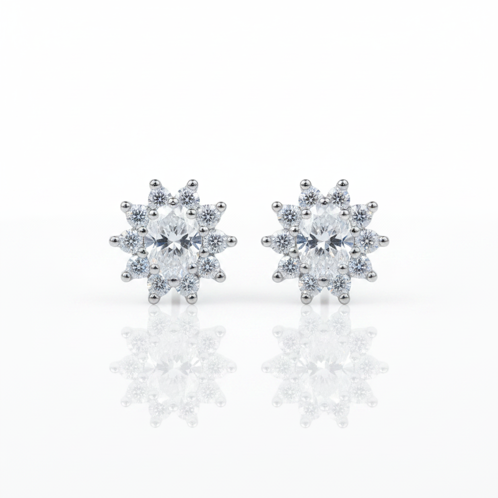 0.5 Ct Blue-Green Diamond Option Sunflower Stud Earrings-Black Diamonds New York