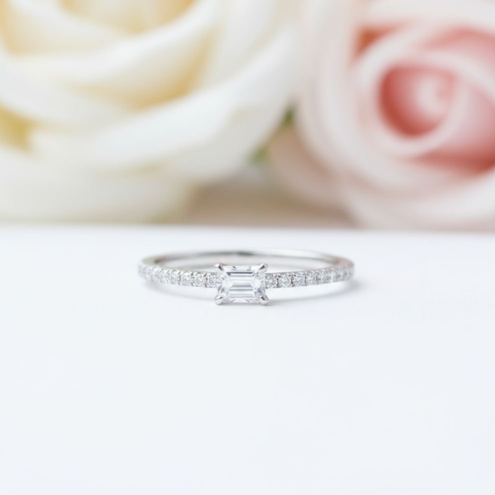 0.5ct Emerald Cut Diamond Simple Thin Circle Ring-Black Diamonds New York