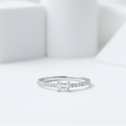 0.5ct Emerald Cut Diamond Simple Thin Circle Ring-Black Diamonds New York