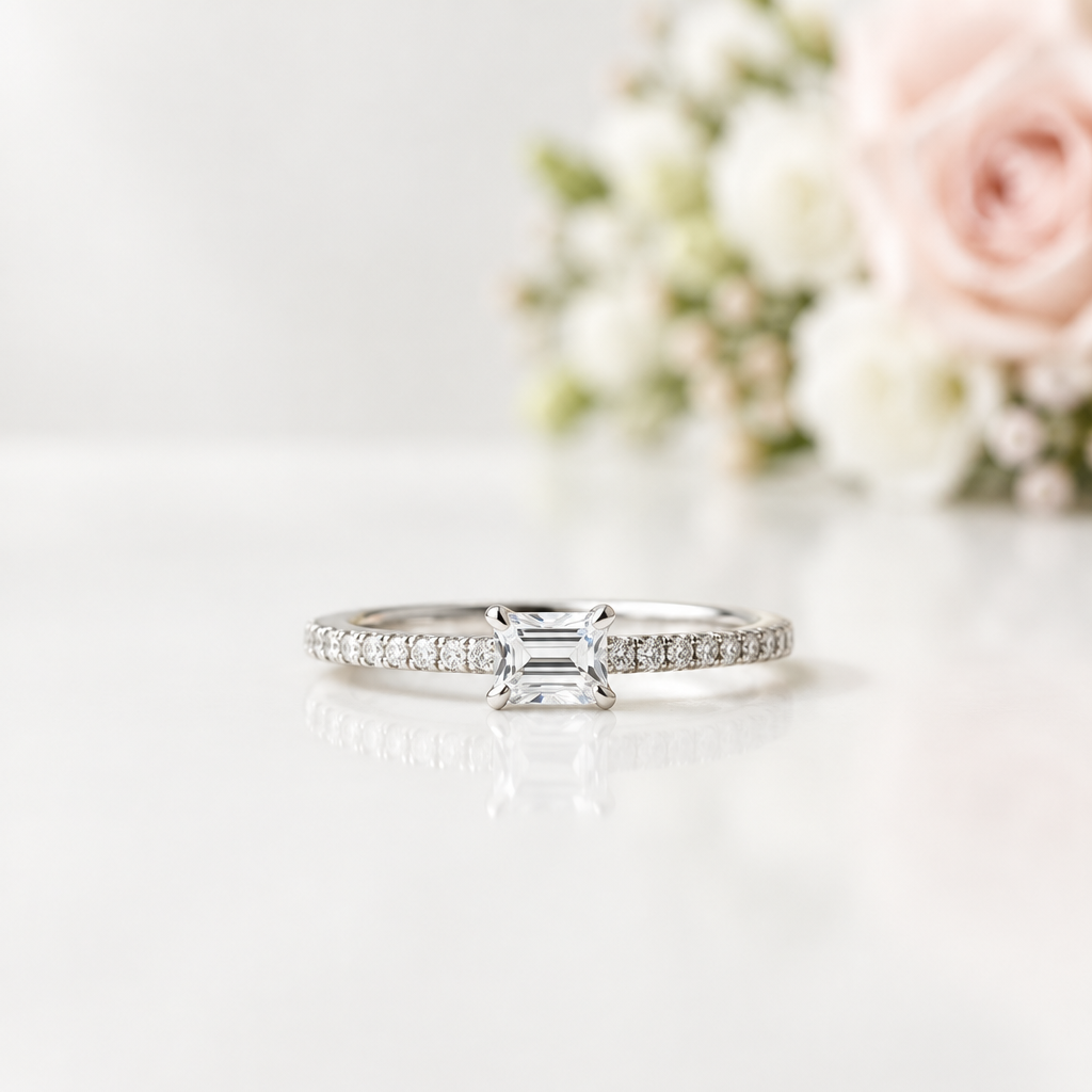 0.5ct Emerald Cut Diamond Option Simple Thin Circle Ring-Black Diamonds New York