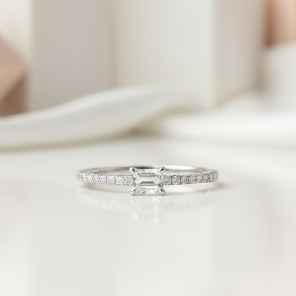 0.5ct Emerald Cut Diamond Simple Thin Circle Ring-Black Diamonds New York