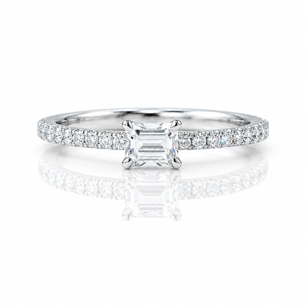 0.5ct Emerald Cut Diamond Option Simple Thin Circle Ring-Black Diamonds New York