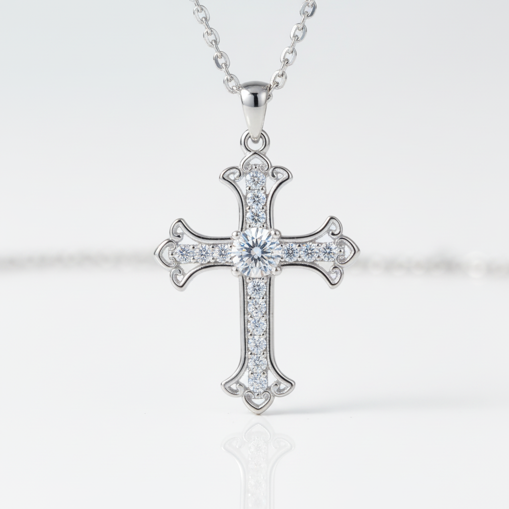 0.5ct Round Cut Diamond Option Cross Necklace-Black Diamonds New York