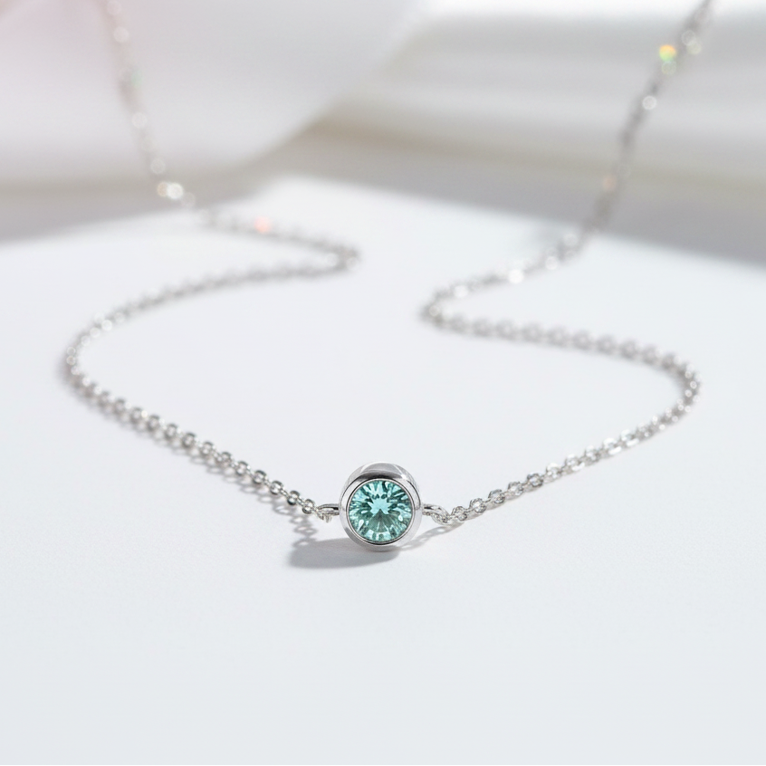 0.5 Ct Round Cut Green Diamond Option Solitaire Necklace-Black Diamonds New York