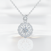 0.5ct Round Cut Diamond Option Flower Pendant Necklace-Black Diamonds New York