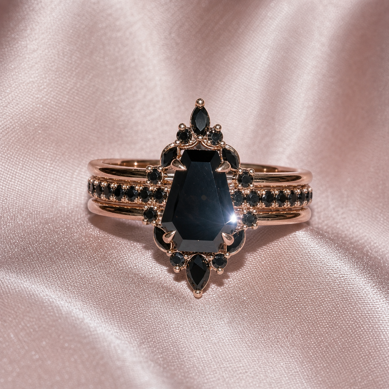 Be Mine Forever- Radiant Coffin Cut Diamond Option Gothic Wedding Ring-Black Diamonds New York