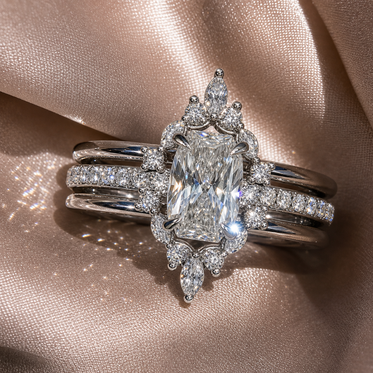Be Mine Forever- Radiant Coffin Cut Diamond Option Gothic Wedding Ring-Black Diamonds New York