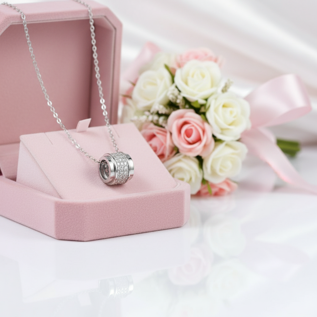 0.69ct Diamond Option Bridal Pendant Necklace-Black Diamonds New York