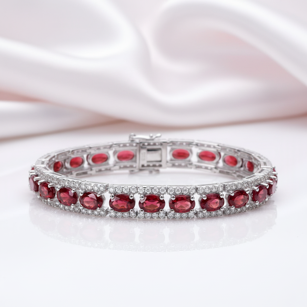 0.6Ct Exquisite Garnet Simulant Vintage Bracelet-Black Diamonds New York
