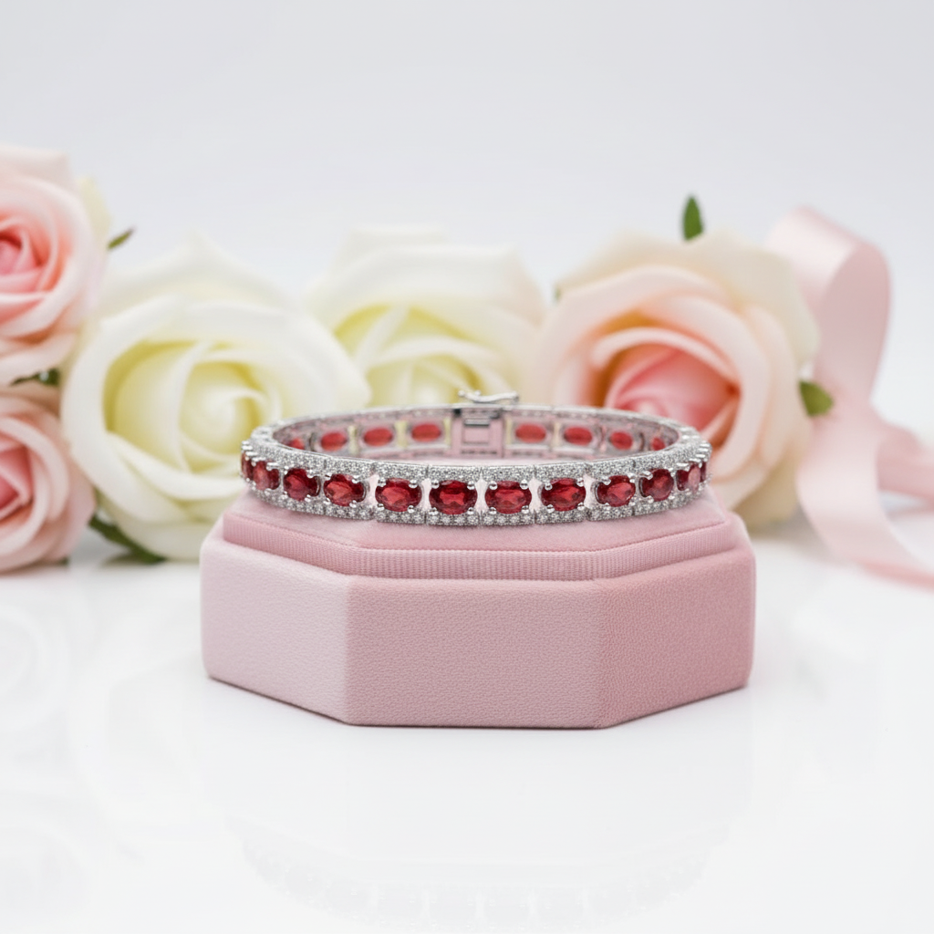 0.6Ct Exquisite Garnet Simulant Vintage Bracelet-Black Diamonds New York
