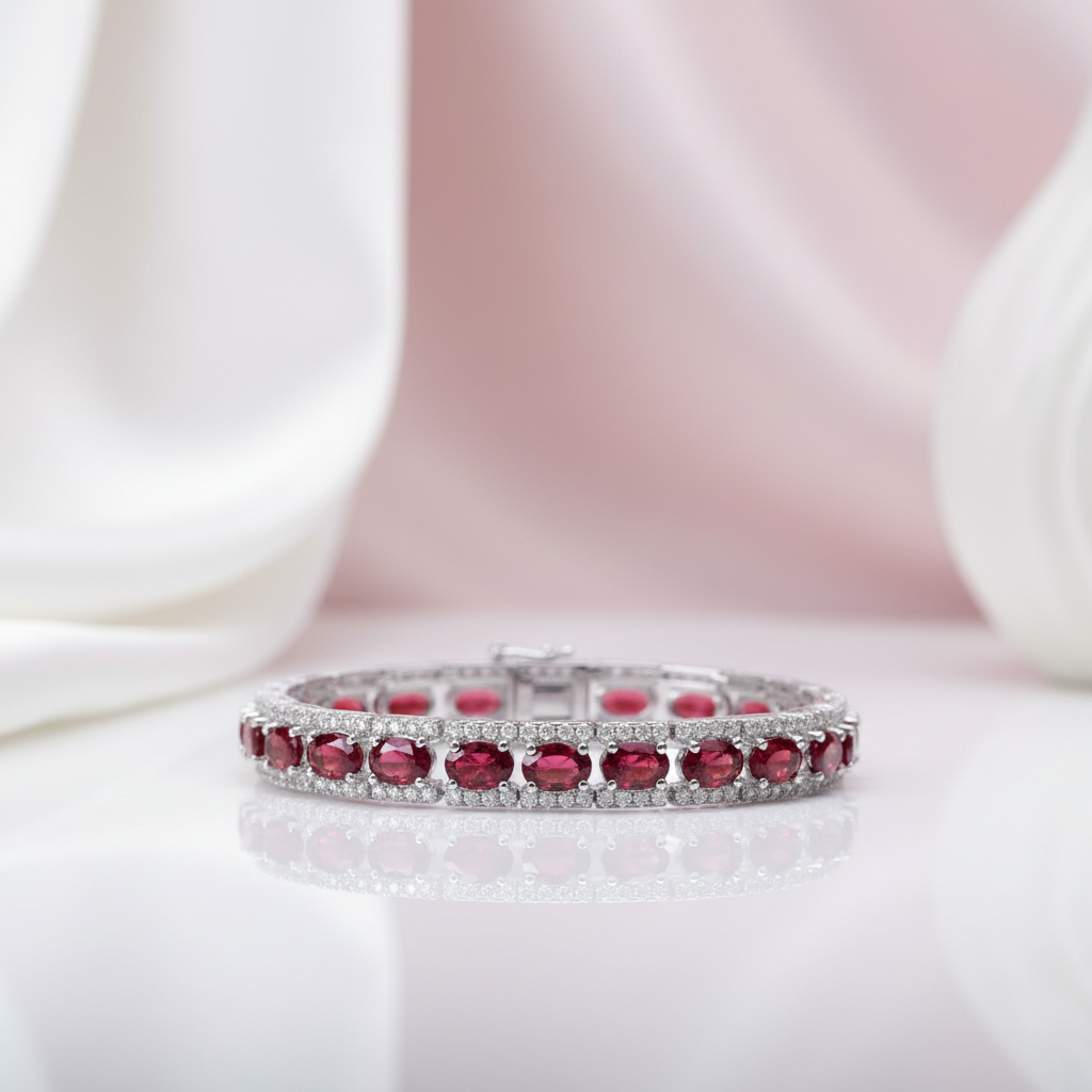 0.6Ct Exquisite Garnet Simulant Vintage Bracelet-Black Diamonds New York