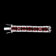 0.6Ct Natural Garnet Gemstone Vintage Bracelet-Black Diamonds New York