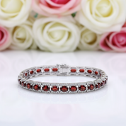 0.6Ct Natural Garnet Gemstone Vintage Bracelet-Black Diamonds New York