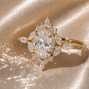 14k Gold Oval Cut 1.0 Ct Diamond Option Antique Flower Engagement Ring-Black Diamonds New York