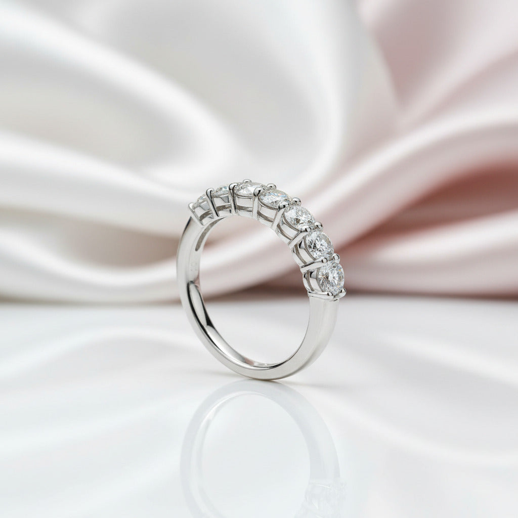 0.7 Ct Round Cut 7 Pieces Diamond Option Wedding Band-Black Diamonds New York