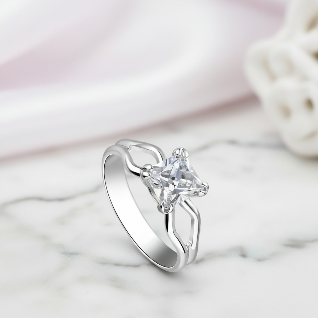 0.75ct Princess Cut Diamond Option Split Shank Engagement Ring-Black Diamonds New York