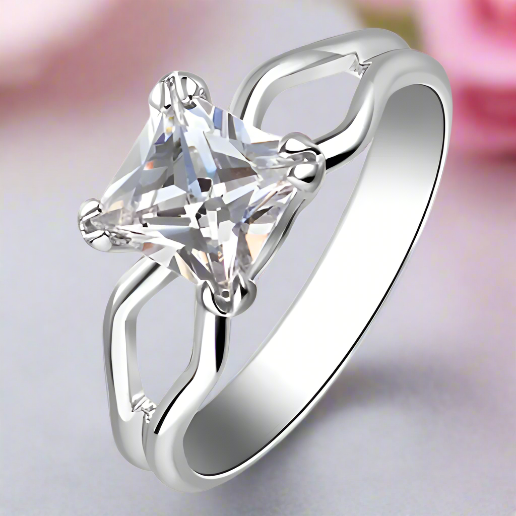 0.75ct Princess Cut Diamond Split Shank Engagement Ring-Black Diamonds New York