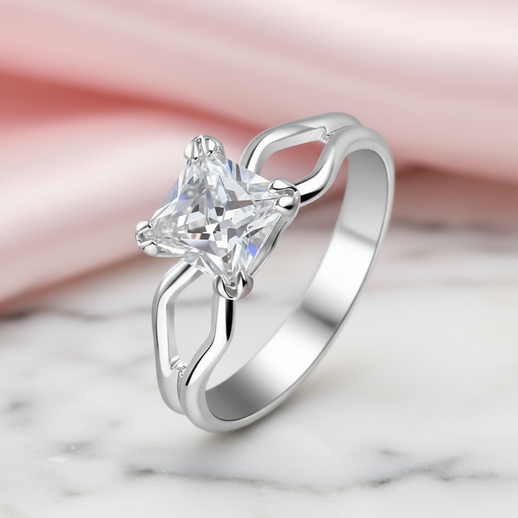 0.75ct Princess Cut Diamond Option Split Shank Engagement Ring-Black Diamonds New York