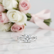 0.75ct Princess Cut Diamond Option Split Shank Engagement Ring-Black Diamonds New York