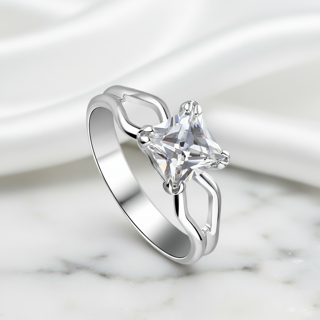 0.75ct Princess Cut Diamond Option Split Shank Engagement Ring-Black Diamonds New York