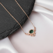 0.79 ctw Oval Cut Natural Moss Agate Necklace-Black Diamonds New York