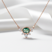 0.79 ctw Oval Cut Natural Moss Agate Necklace-Black Diamonds New York