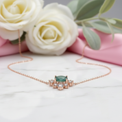 0.79 ctw Oval Cut Natural Moss Agate Necklace-Black Diamonds New York