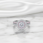 0.8 ct Round Cut Diamond Option Double Halo Ring Set-Black Diamonds New York