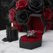 0.88Ct Rhodolite Garnet Adjustable Ring-Black Diamonds New York