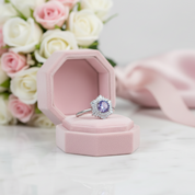 0.8CT Lab Alexandrite Gemstone Engagement Ring-Black Diamonds New York