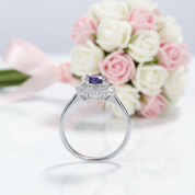 0.8CT Lab Alexandrite Gemstone Engagement Ring-Black Diamonds New York