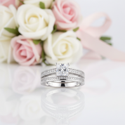 0.8 Ct Princess Cut Diamond Option Vintage Wedding Ring Set-Black Diamonds New York