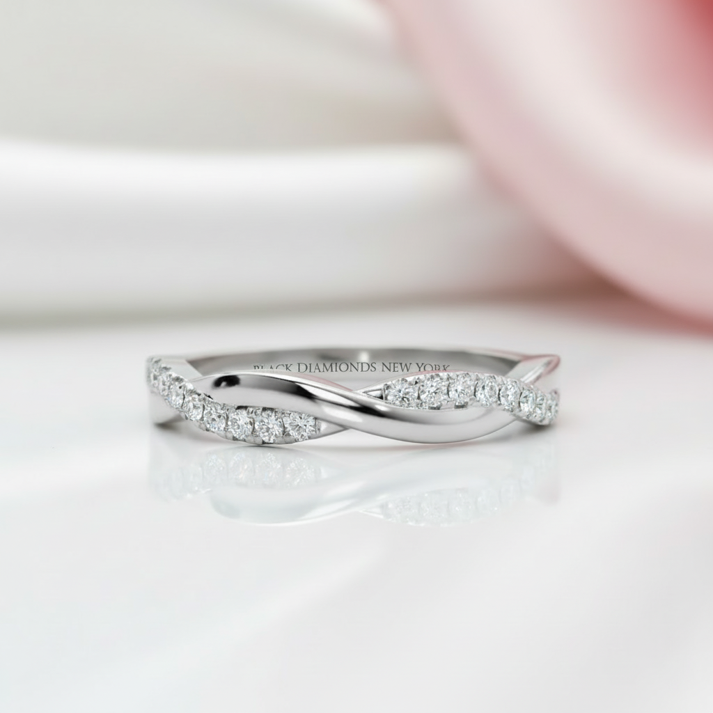 0.8ct Twist Infinity Wedding Band-Black Diamonds New York