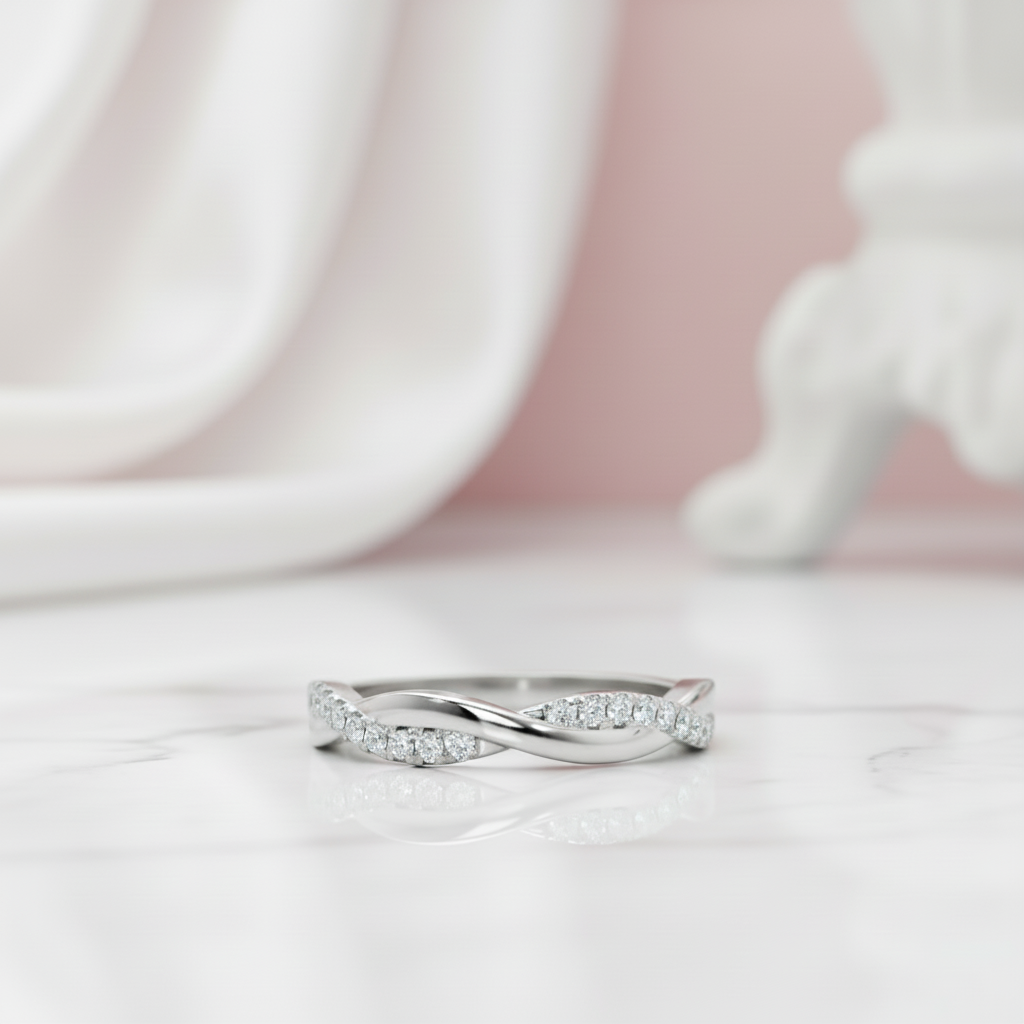 0.8ct Twist Infinity Wedding Band-Black Diamonds New York