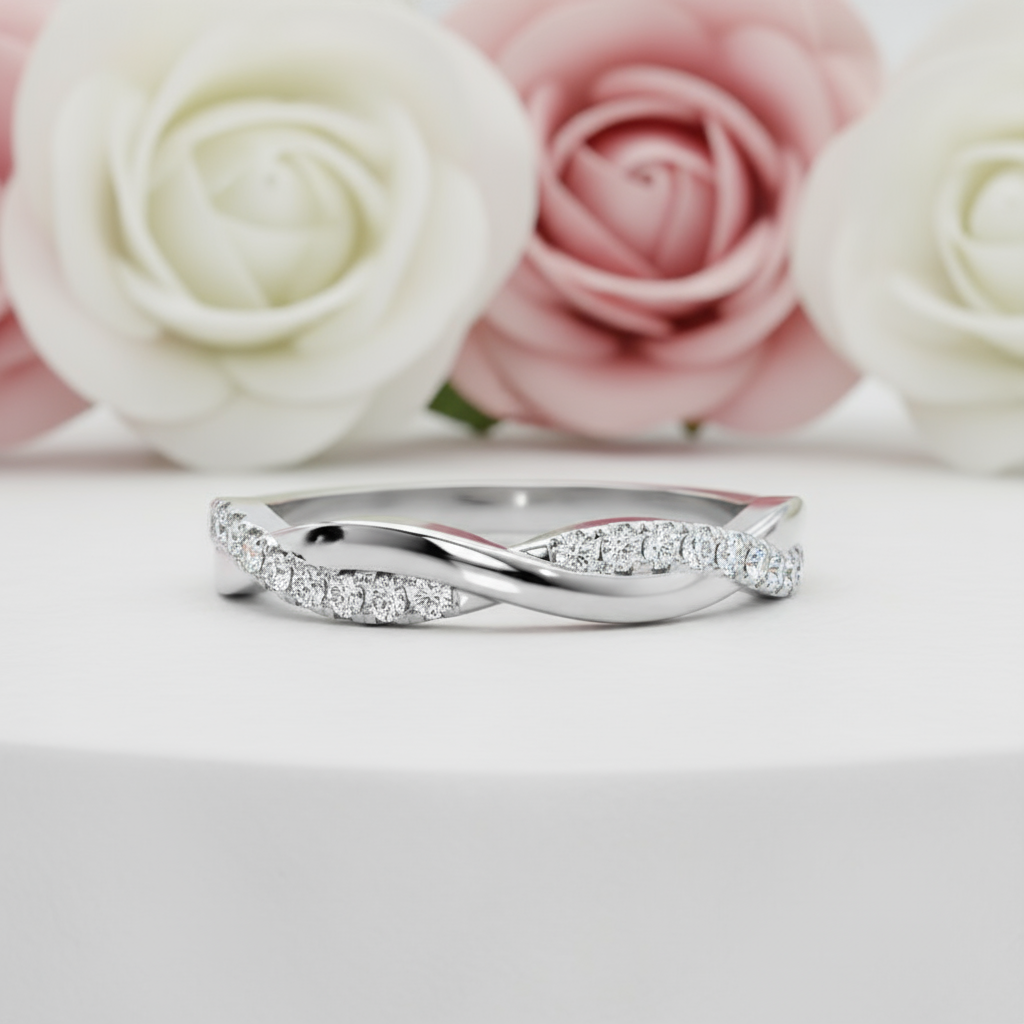 0.8ct Twist Infinity Wedding Band-Black Diamonds New York