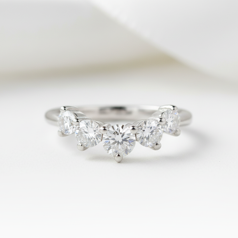 0.9 Ct Half Eternity Diamond Option Wedding Band-Black Diamonds New York