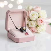 0.9 ct Natural Ruby Gemstone Death Skull Pendant Necklace-Black Diamonds New York