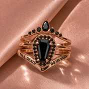 Till Death Do Us Part Rings- Rare Coffin Cut Diamond Option 14k White Gold Ring Set-Black Diamonds New York