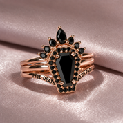 Till Death Do Us Part Rings- Rare Coffin Cut Diamond Option 14k White Gold Ring Set-Black Diamonds New York