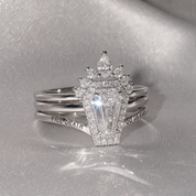 Till Death Do Us Part Rings- Rare Coffin Cut Diamond Option 14k White Gold Ring Set-Black Diamonds New York