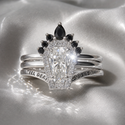 Till Death Do Us Part Rings- Rare Coffin Cut Diamond Option 14k White Gold Ring Set-Black Diamonds New York