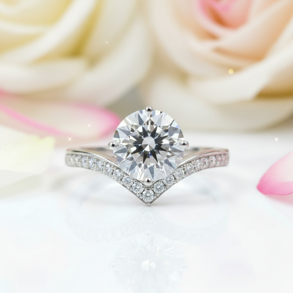 2.0 Ct D Color Diamond Crown Engagement Ring-Black Diamonds New York