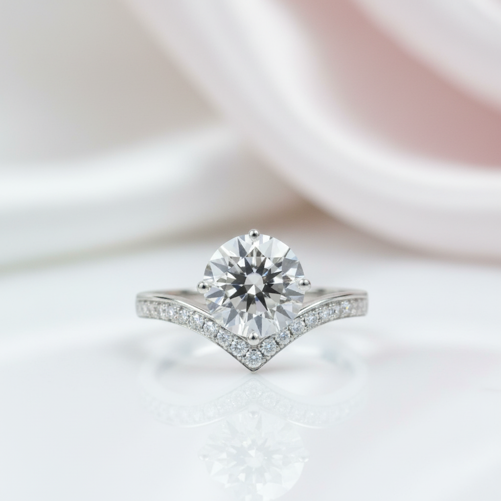 2.0 Ct D Color Diamond Option Crown Engagement Ring-Black Diamonds New York