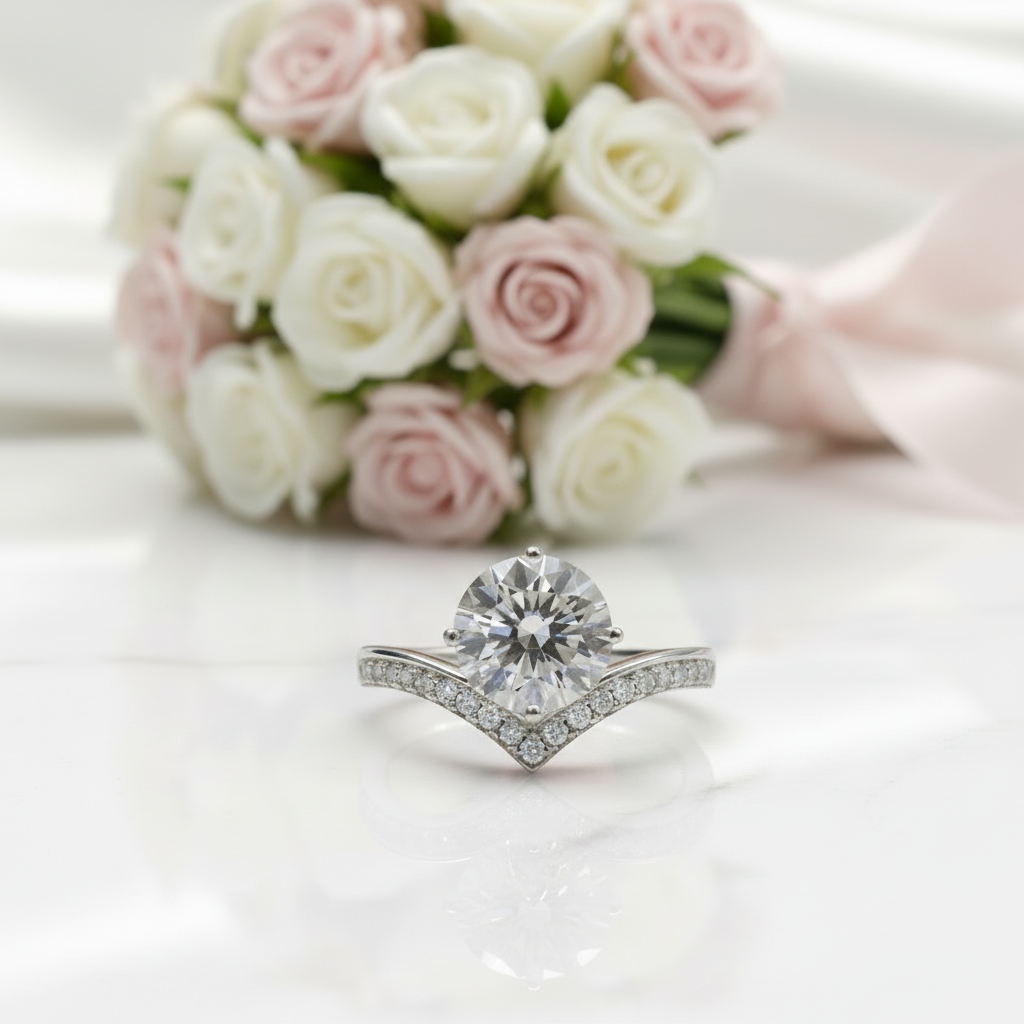 2.0 Ct D Color Diamond Option Crown Engagement Ring-Black Diamonds New York